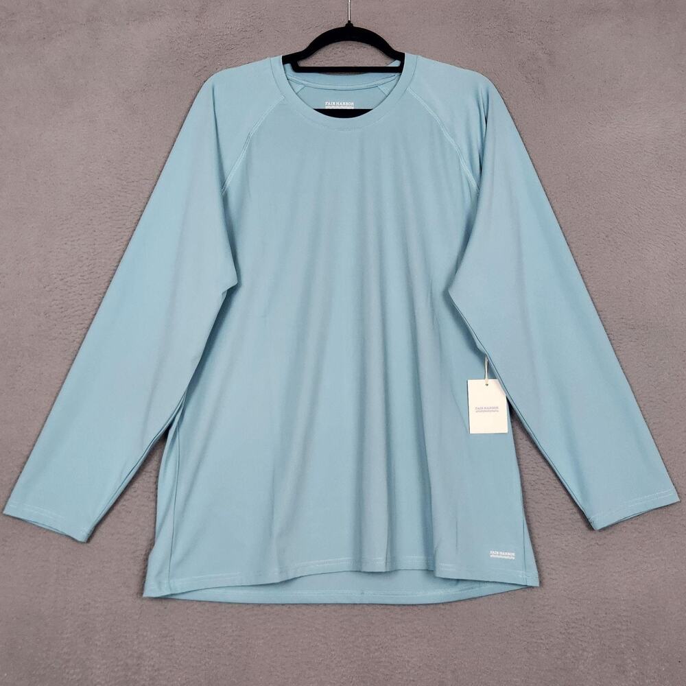 Fair Harbor Rashguard Mens XL Bay Blue Long Sleeve Swim Shirt Quick Dry Stretch